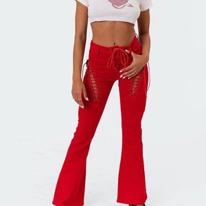 NWT EDIKTED RED FLARE JEANS